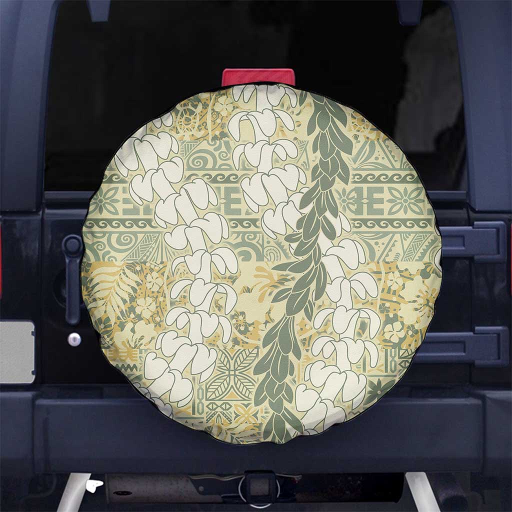 Vintage Puakenikeni and Maile Lei Spare Tire Cover Hawaiian Style Tribal Tapa Double Strand Lei