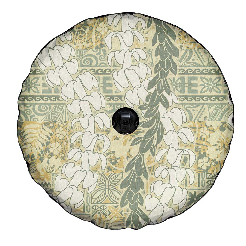Vintage Puakenikeni and Maile Lei Spare Tire Cover Hawaiian Style Tribal Tapa Double Strand Lei