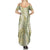 Vintage Puakenikeni and Maile Lei Summer Maxi Dress Hawaiian Style Tribal Tapa Double Strand Lei