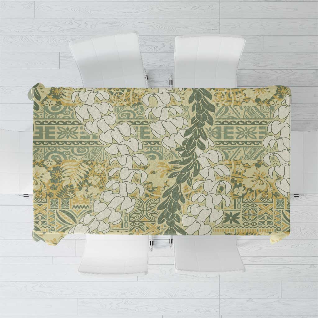 Vintage Puakenikeni and Maile Lei Tablecloth Hawaiian Style Tribal Tapa Double Strand Lei