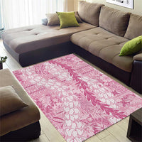 Pink Puakenikeni and Maile Lei Area Rug Hawaiian Style Tribal Tapa Double Strand Lei