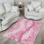 Pink Puakenikeni and Maile Lei Area Rug Hawaiian Style Tribal Tapa Double Strand Lei