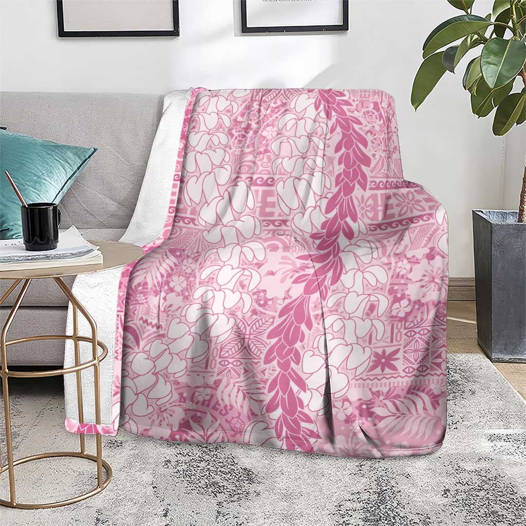 Pink Puakenikeni and Maile Lei Blanket Hawaiian Style Tribal Tapa Double Strand Lei