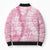 Pink Puakenikeni and Maile Lei Bomber Puffer Jacket Hawaiian Style Tribal Tapa Double Strand Lei - Polynesian Pride
