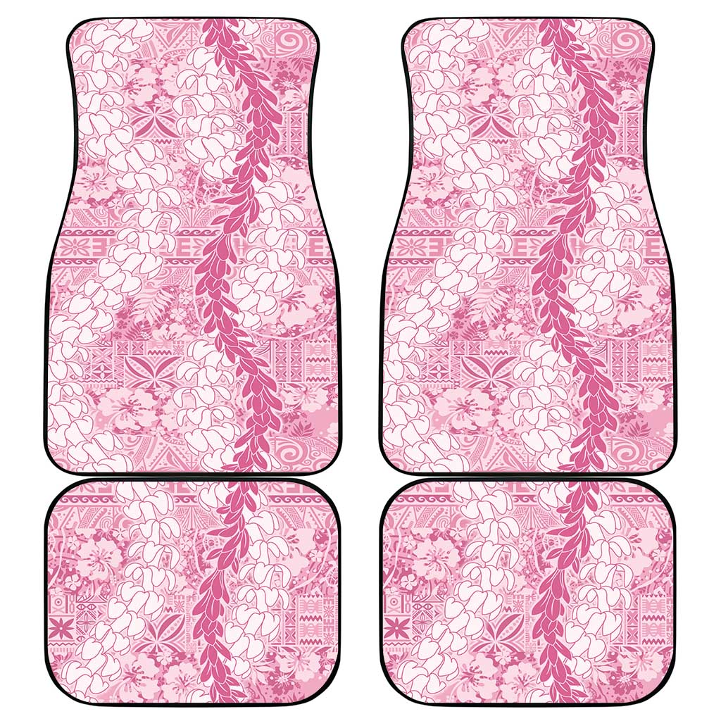 Pink Puakenikeni and Maile Lei Car Mats Hawaiian Style Tribal Tapa Double Strand Lei