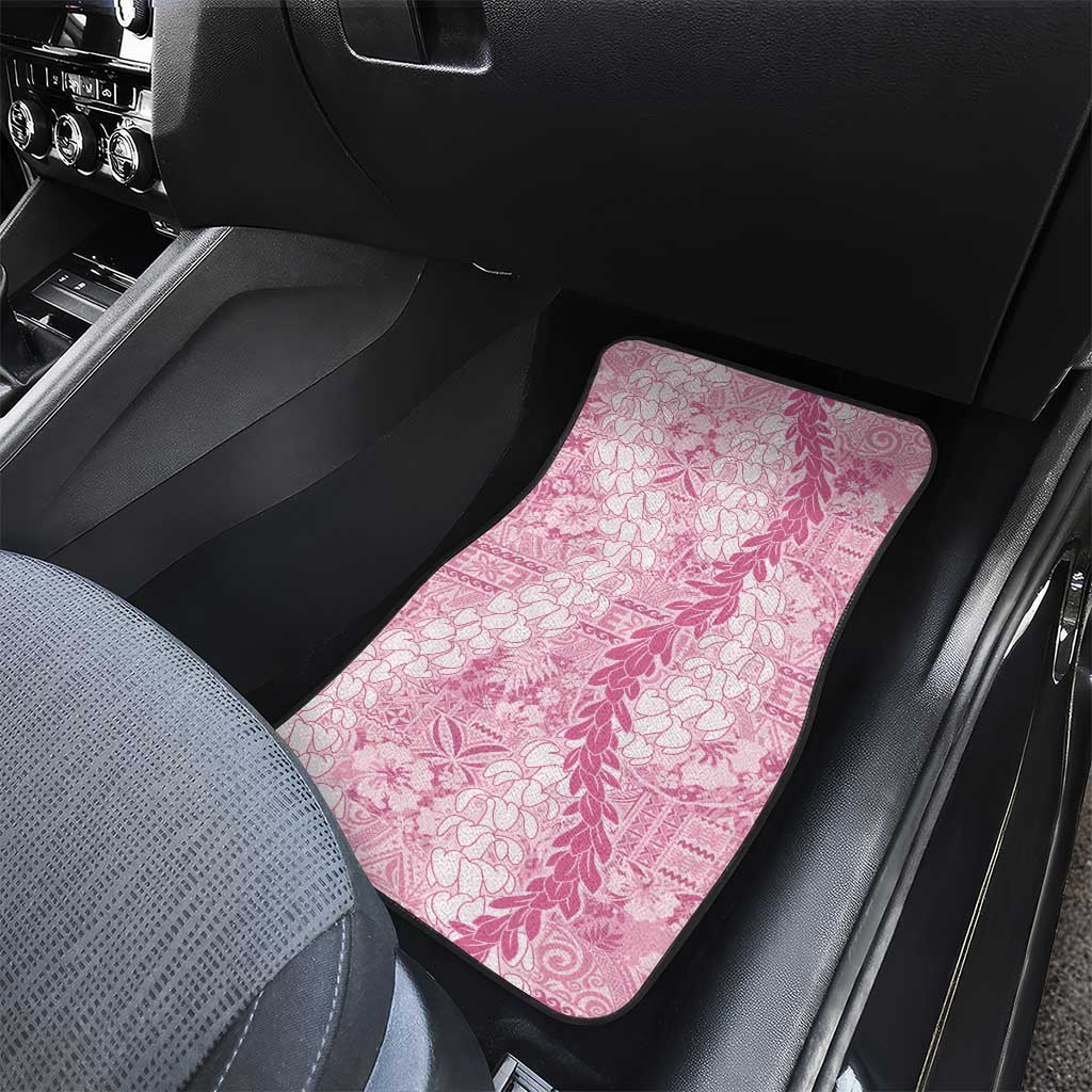 Pink Puakenikeni and Maile Lei Car Mats Hawaiian Style Tribal Tapa Double Strand Lei