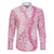 Pink Puakenikeni and Maile Lei Family Matching Off Shoulder Short Dress and Hawaiian Shirt Hawaiian Style Tribal Tapa Double Strand Lei