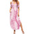 Pink Puakenikeni and Maile Lei Family Matching Summer Maxi Dress and Hawaiian Shirt Hawaiian Style Tribal Tapa Double Strand Lei