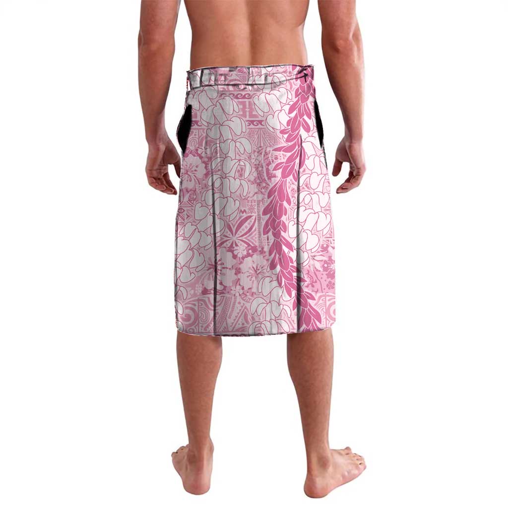 Pink Puakenikeni and Maile Lei Lavalava Hawaiian Style Tribal Tapa Double Strand Lei