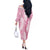 Pink Puakenikeni and Maile Lei Off The Shoulder Long Sleeve Dress Hawaiian Style Tribal Tapa Double Strand Lei