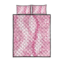 Pink Puakenikeni and Maile Lei Quilt Bed Set Hawaiian Style Tribal Tapa Double Strand Lei