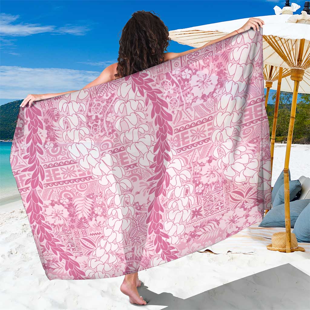 Pink Puakenikeni and Maile Lei Sarong Hawaiian Style Tribal Tapa Double Strand Lei