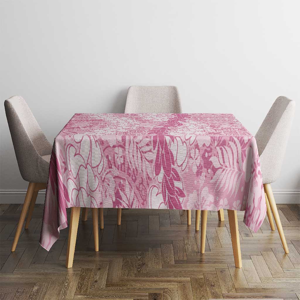 Pink Puakenikeni and Maile Lei Tablecloth Hawaiian Style Tribal Tapa Double Strand Lei