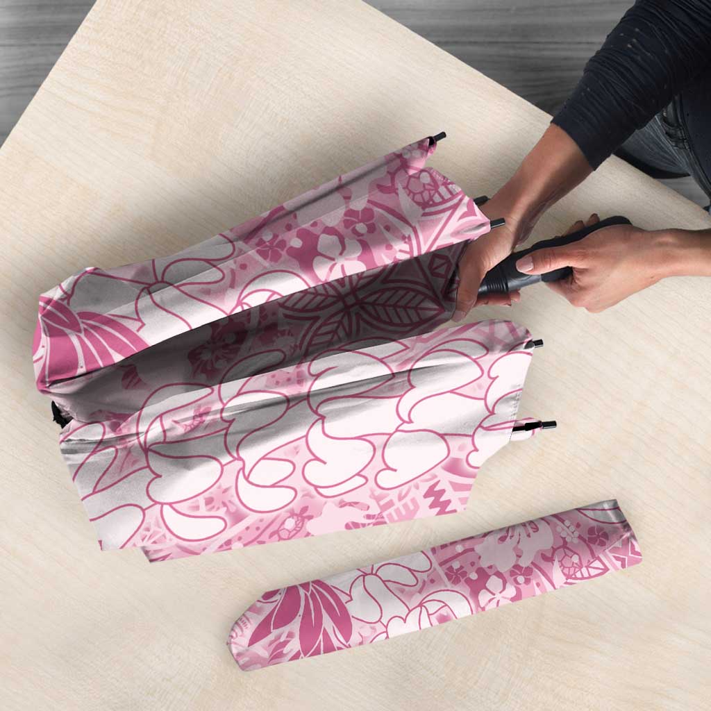 Pink Puakenikeni and Maile Lei Umbrella Hawaiian Style Tribal Tapa Double Strand Lei - Polynesian Pride