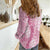Pink Puakenikeni and Maile Lei Women Casual Shirt Hawaiian Style Tribal Tapa Double Strand Lei