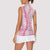 Pink Puakenikeni and Maile Lei Women Sleeveless Polo Shirt Hawaiian Style Tribal Tapa Double Strand Lei