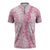 Pink Puakenikeni and Maile Lei Zipper Polo Shirt Hawaiian Style Tribal Tapa Double Strand Lei - Polynesian Pride