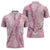 Pink Puakenikeni and Maile Lei Zipper Polo Shirt Hawaiian Style Tribal Tapa Double Strand Lei - Polynesian Pride