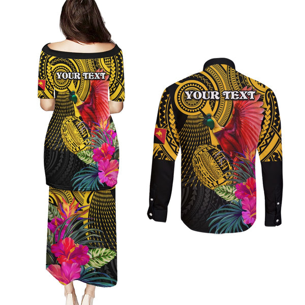 Papua New Guinea New Ireland Province Couples Matching Puletasi Dress and Hawaiian Shirt Mix Coat Of Arms Polynesian Pattern LT05