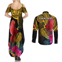 Personalised Papua New Guinea Rugby Couples Matching Summer Maxi Dress and Long Sleeve Button Shirt PNG Kumuls Champions Pacific Bowl LT9 - Polynesian Pride