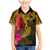 Personalised Papua New Guinea Rugby Family Matching Mermaid Dress and Hawaiian Shirt PNG Kumuls Champions Pacific Bowl LT9 Son's Shirt Gold - Polynesian Pride