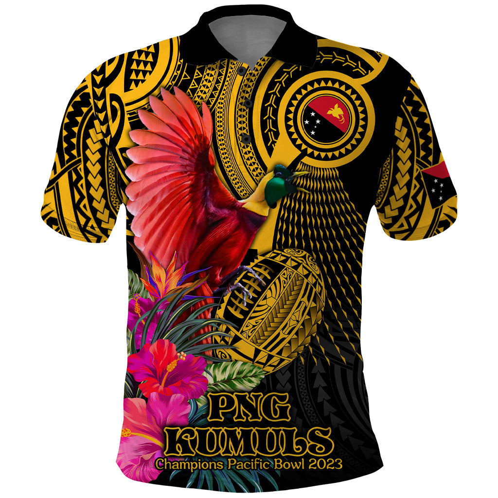 Personalised Papua New Guinea Rugby Polo Shirt PNG Kumuls Champions Pacific Bowl LT9 Gold - Polynesian Pride