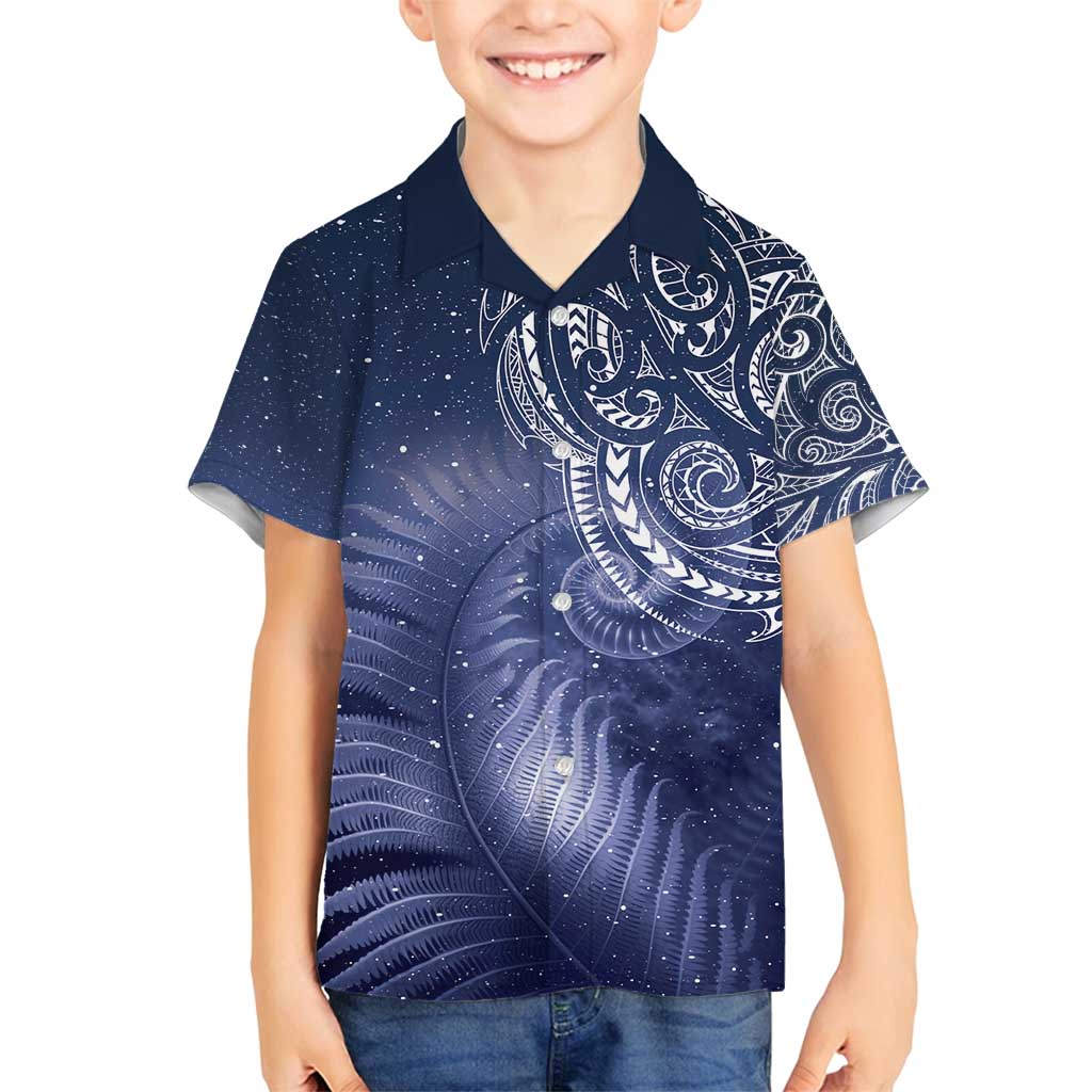 New Zealand Galaxy Fern Family Matching Long Sleeve Bodycon Dress and Hawaiian Shirt LT9 Son's Shirt Galaxy - Polynesian Pride