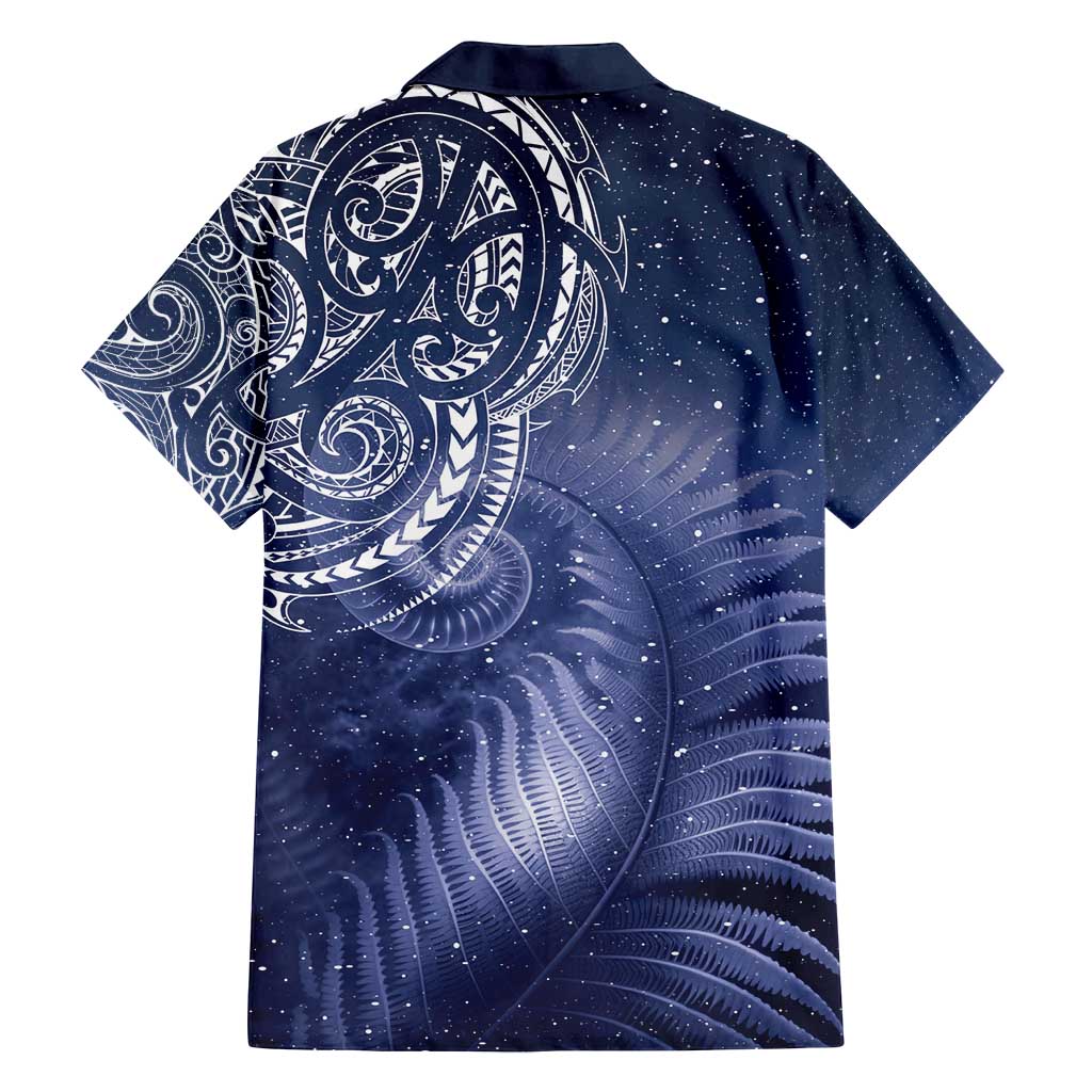 New Zealand Galaxy Fern Family Matching Off Shoulder Short Dress and Hawaiian Shirt