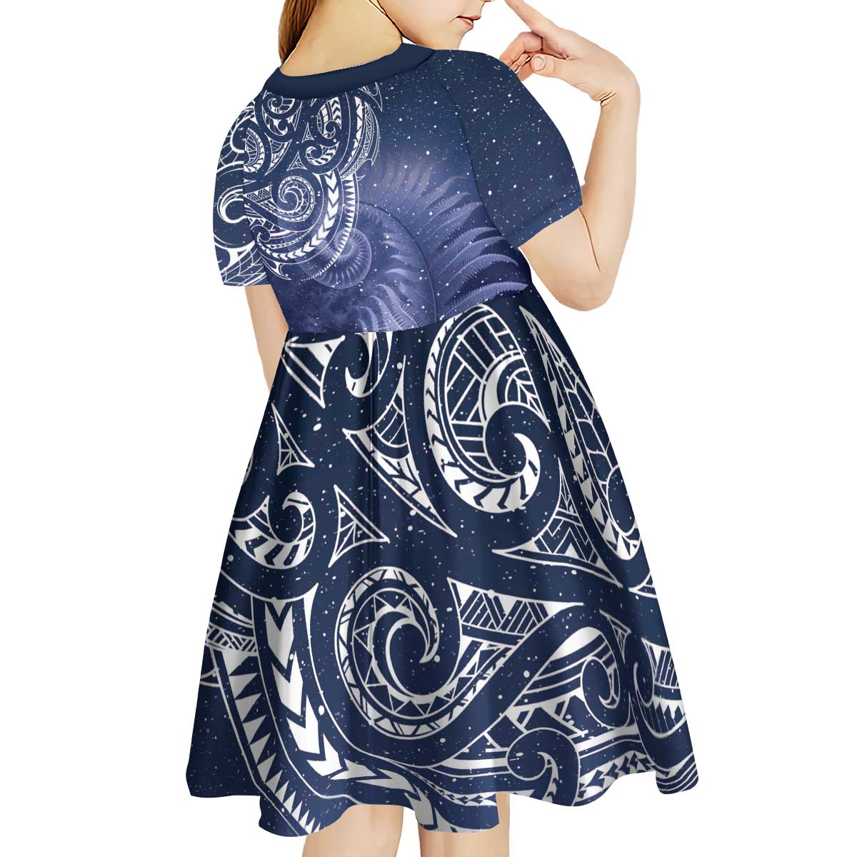 New Zealand Galaxy Fern Kid Short Sleeve Dress