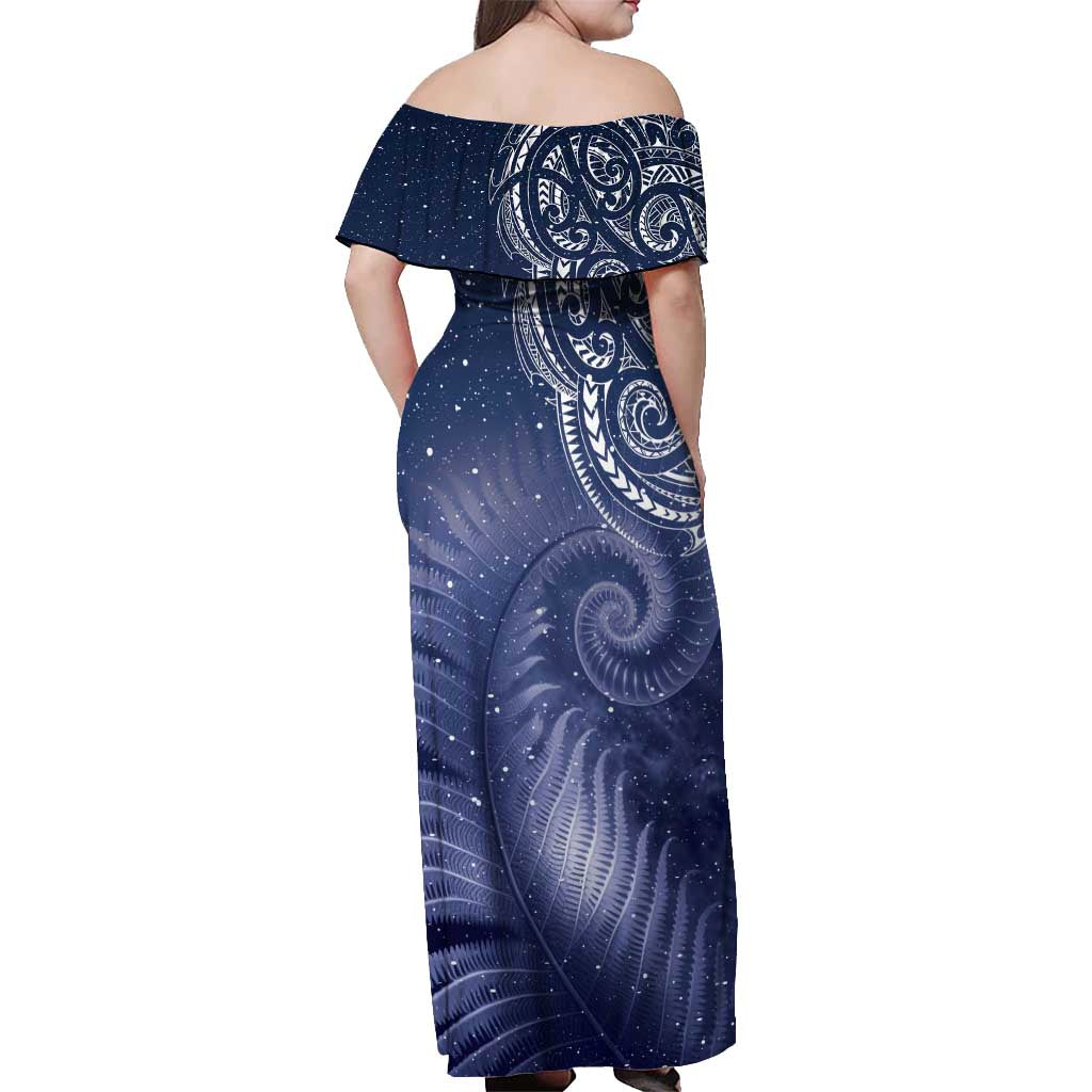 New Zealand Galaxy Fern Off Shoulder Maxi Dress