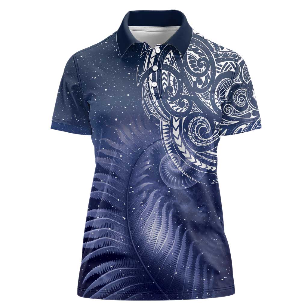 New Zealand Galaxy Fern Women Polo Shirt LT9 Female Galaxy - Polynesian Pride