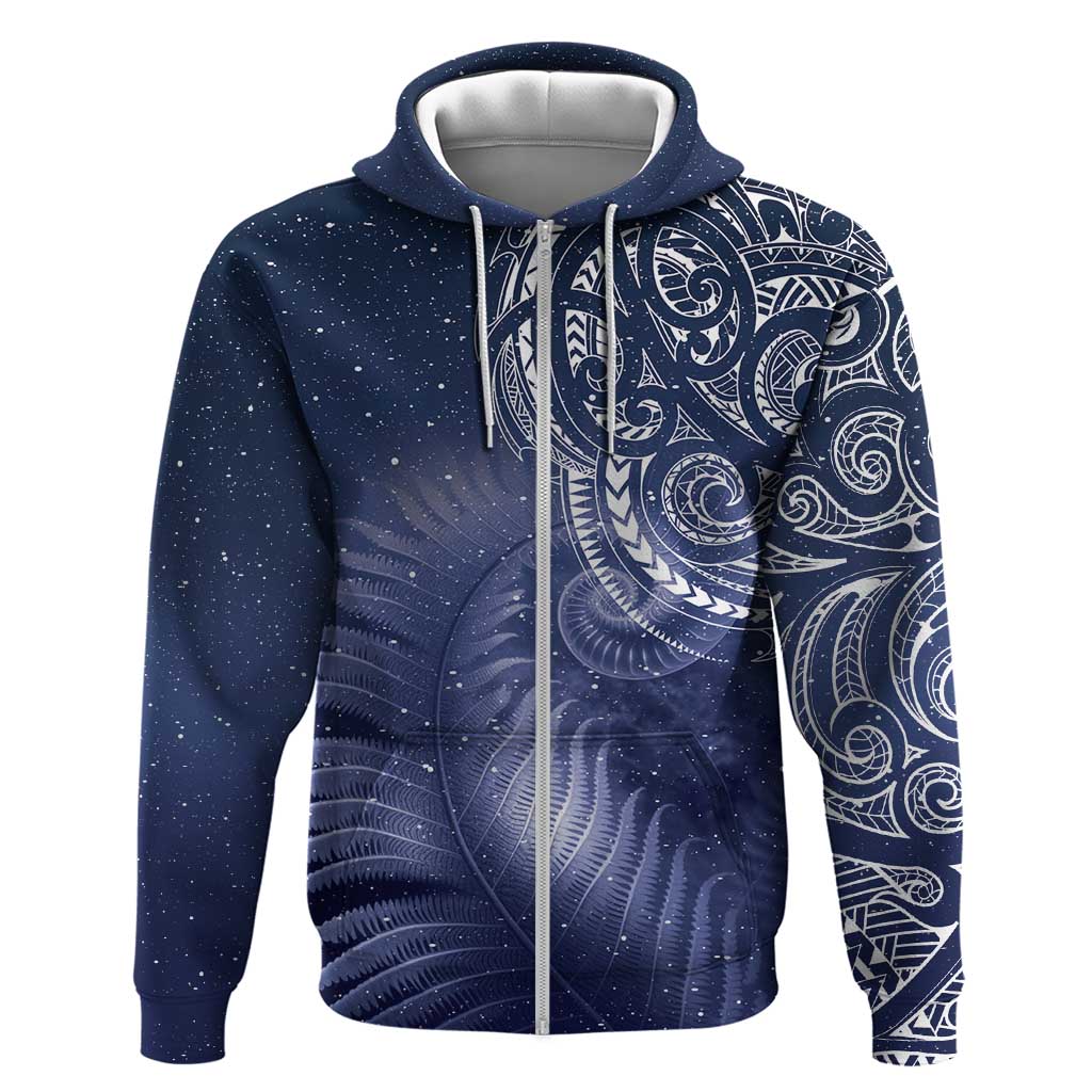 New Zealand Galaxy Fern Zip Hoodie LT9 Zip Hoodie Galaxy - Polynesian Pride