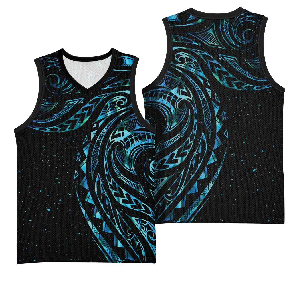 New Zealand Matariki Basketball Jersey Galaxy Maori Tribal Tattoo - Polynesian Pride
