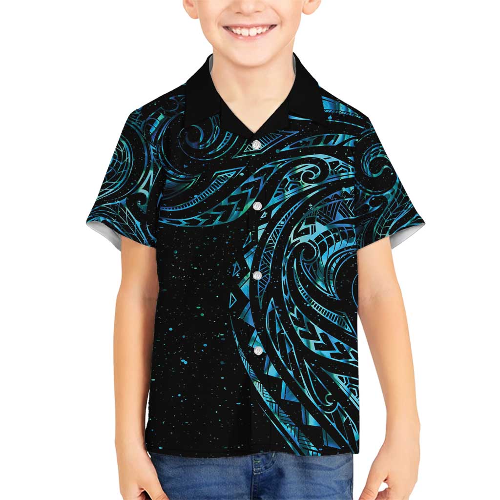 New Zealand Tribal Tattoo Family Matching Off Shoulder Short Dress and Hawaiian Shirt With Matariki Art