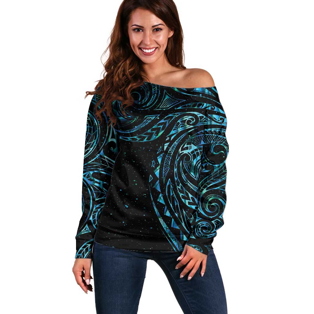 New Zealand Tribal Tattoo Off Shoulder Sweater With Matariki Art LT9 Women Galaxy - Polynesian Pride