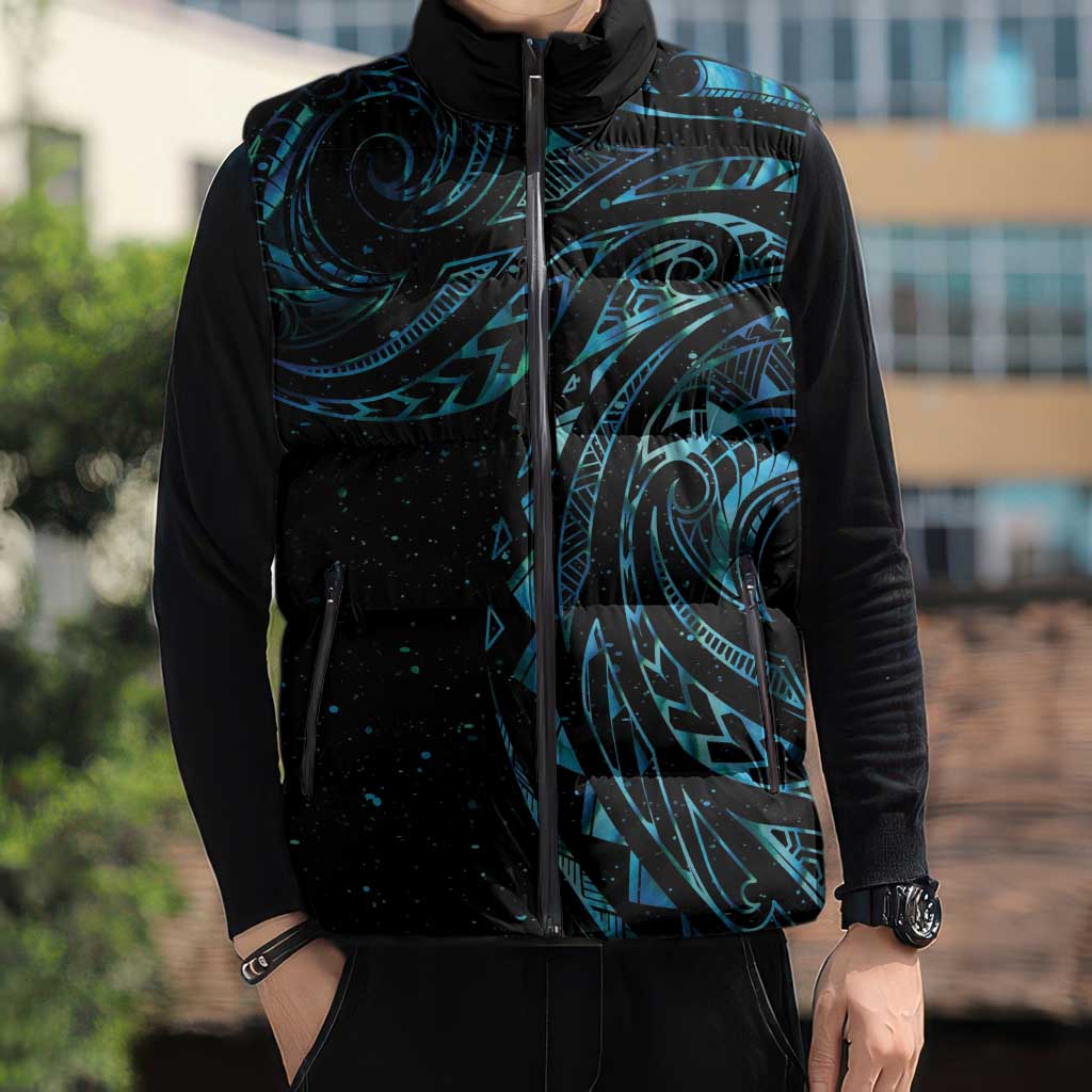 New Zealand Matariki Sleeveless Puffer Jacket Galaxy Maori Tribal Tattoo - Polynesian Pride
