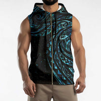 New Zealand Matariki Sleeveless Zip Hoodie Galaxy Maori Tribal Tattoo - Polynesian Pride
