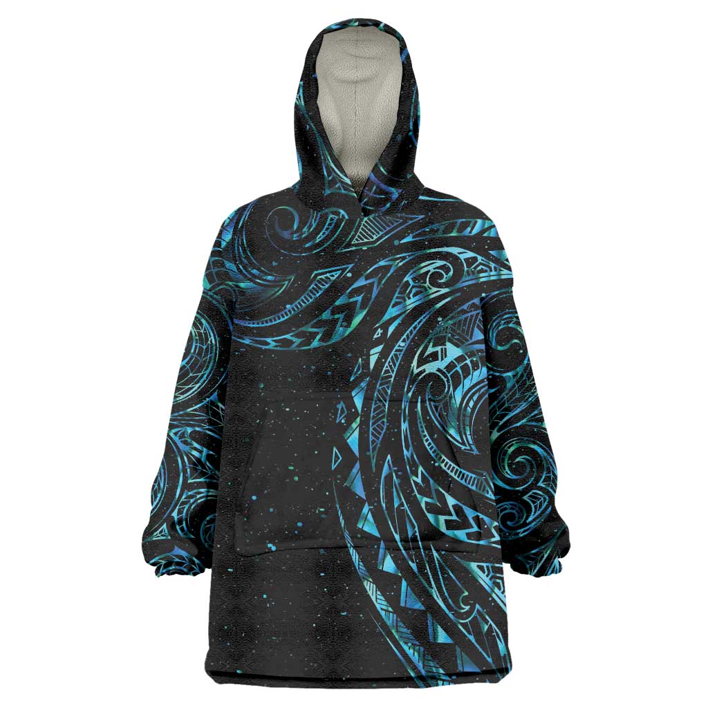 New Zealand Tribal Tattoo Wearable Blanket Hoodie With Matariki Art LT9 One Size Galaxy - Polynesian Pride
