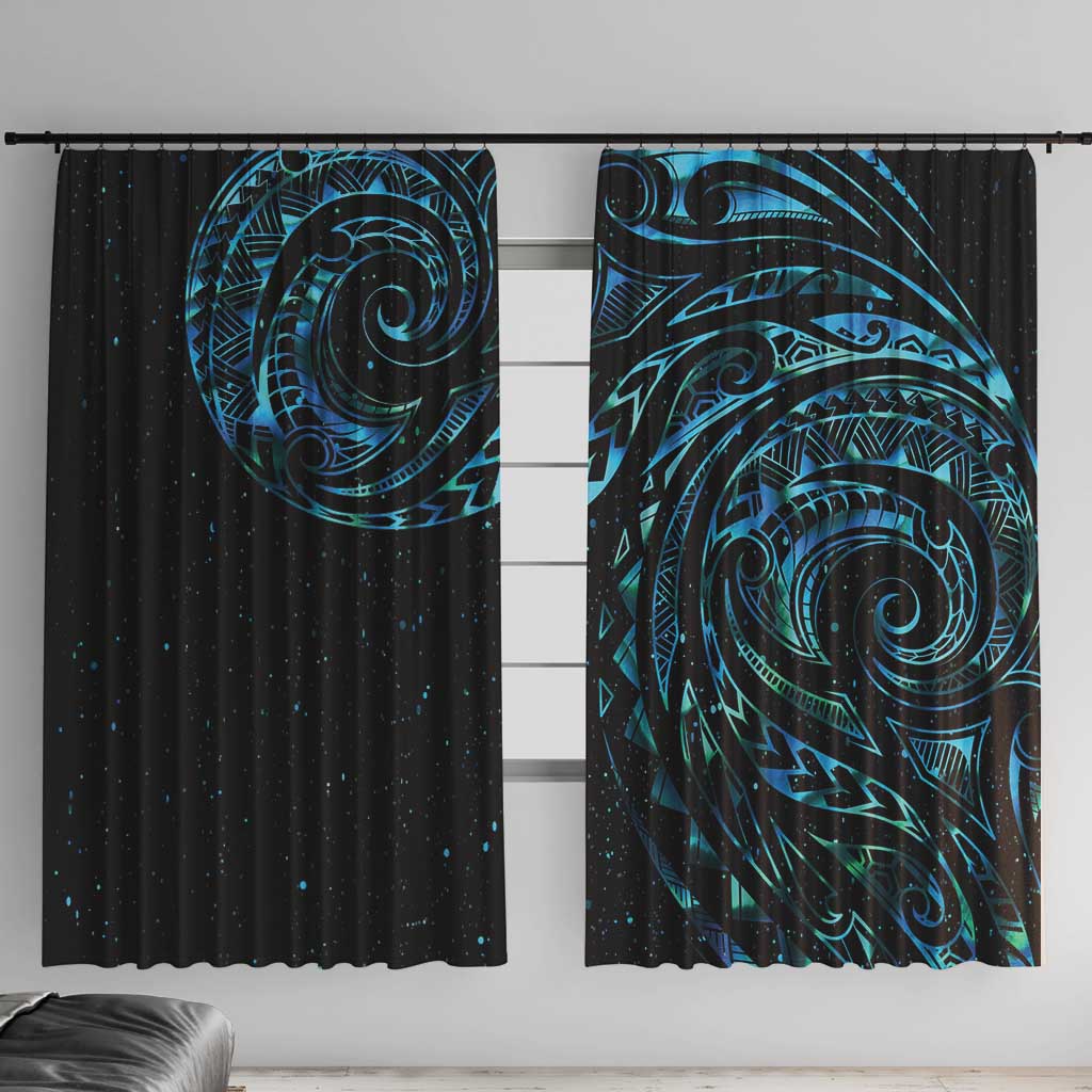 New Zealand Tribal Tattoo Window Curtain With Matariki Art LT9 With Hooks Galaxy - Polynesian Pride