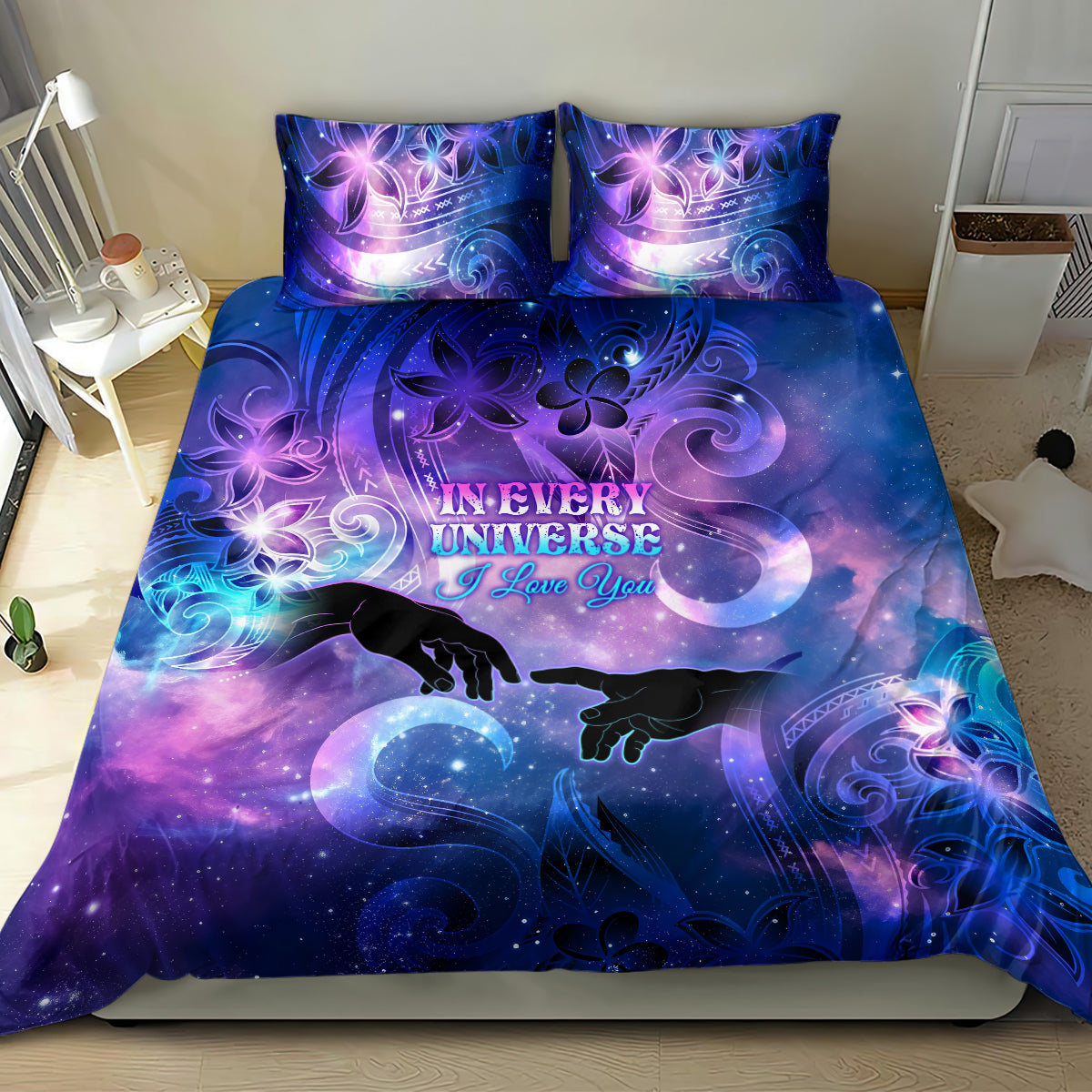 I Love You In Every Universe Personalised Bedding Set Polynesian Pattern Galaxy Style LT9 - Polynesian Pride