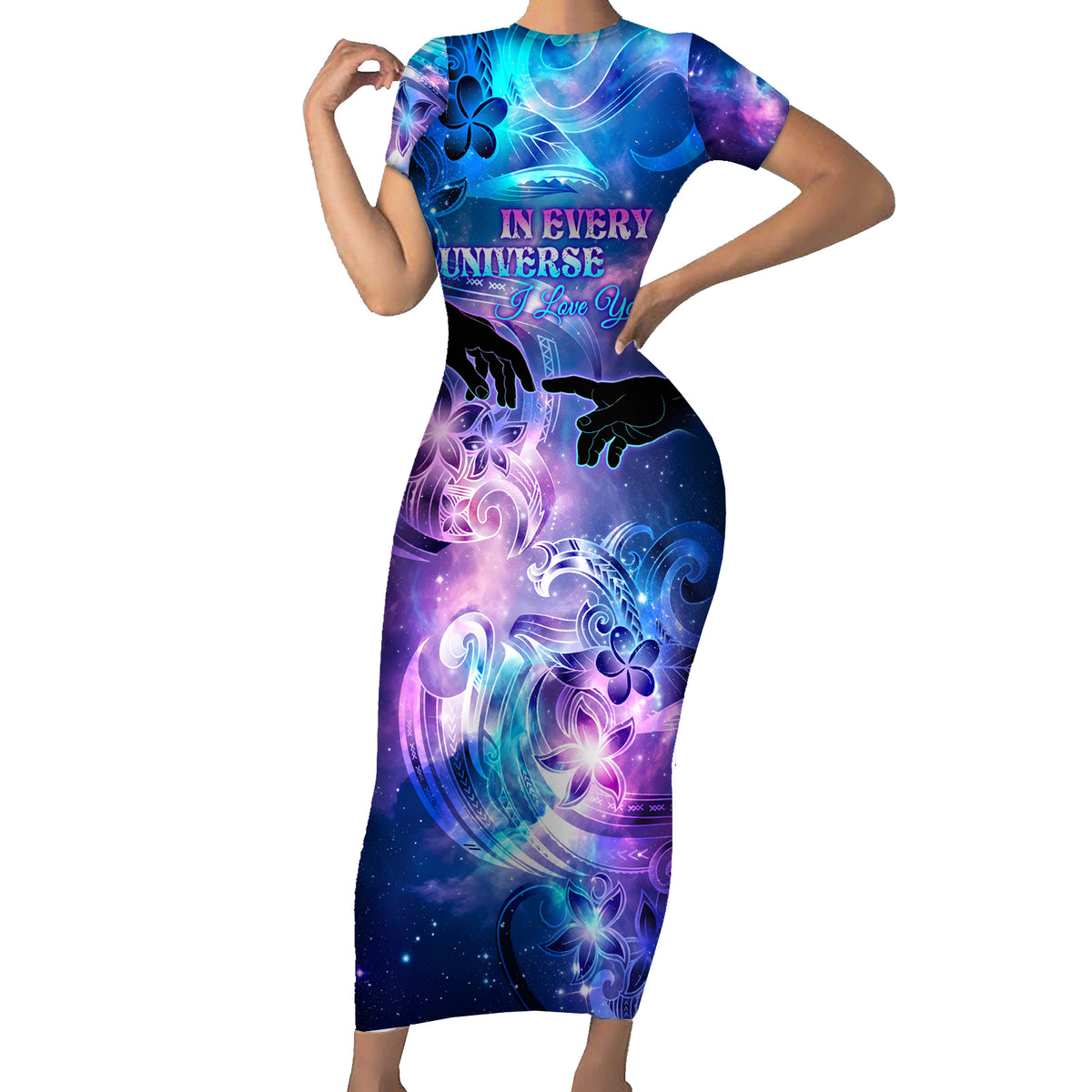 I Love You In Every Universe Personalised Short Sleeve Bodycon Dress P