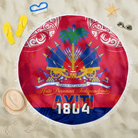 Haiti Independence Day Beach Blanket Libete Egalite Fratenite Ayiti 1804 With Polynesian Pattern LT9 One Size 150cm Red - Polynesian Pride