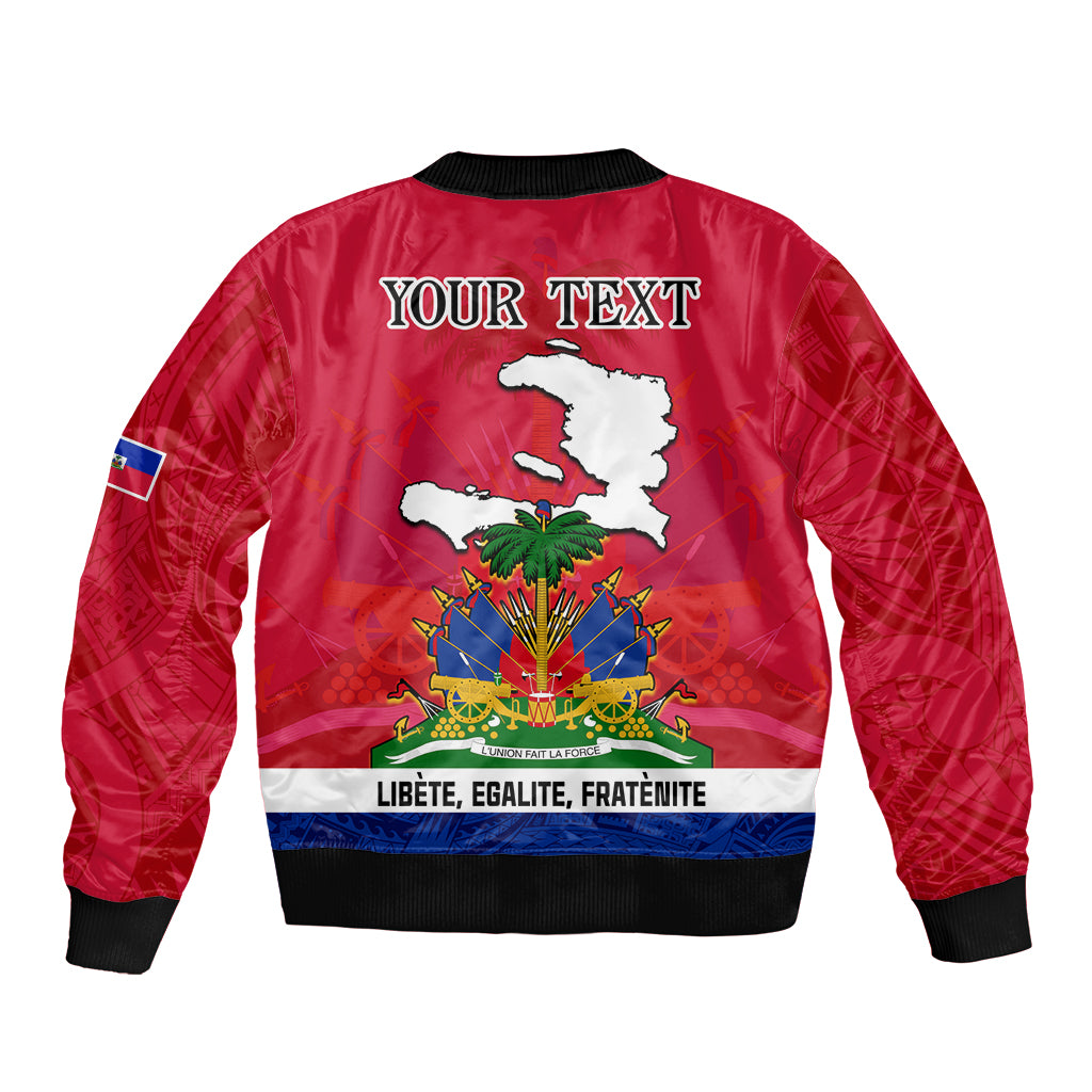 Haiti Independence Day Bomber Jacket Libete Egalite Fratenite Ayiti 1804 With Polynesian Pattern LT9 - Polynesian Pride
