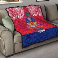 Haiti Independence Day Quilt Libete Egalite Fratenite Ayiti 1804 With Polynesian Pattern LT9 - Polynesian Pride