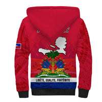 Haiti Independence Day Sherpa Hoodie Libete Egalite Fratenite Ayiti 1804 With Polynesian Pattern LT9 - Polynesian Pride