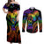 Personalised Its In My DNA Valentine Day Couples Matching Off Shoulder Maxi Dress and Long Sleeve Button Shirt Fingerprint Heart with Color Pride Flag LT9 - Polynesian Pride