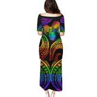 Personalised Its In My DNA Valentine Day Family Matching Puletasi and Hawaiian Shirt Fingerprint Heart with Color Pride Flag LT9 - Polynesian Pride