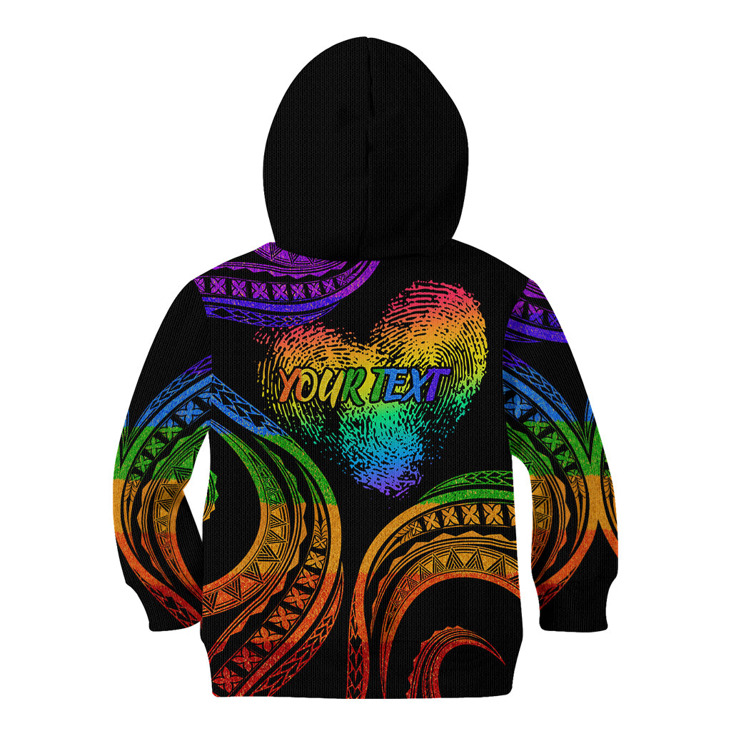 Personalised Its In My DNA Valentine Day Kid Hoodie Fingerprint Heart with Color Pride Flag LT9 - Polynesian Pride