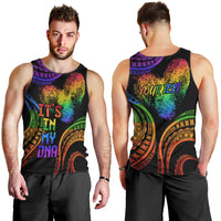 Personalised Its In My DNA Valentine Day Men Tank Top Fingerprint Heart with Color Pride Flag LT9 - Polynesian Pride