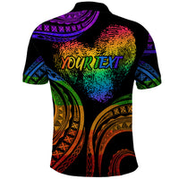 Personalised Its In My DNA Valentine Day Polo Shirt Fingerprint Heart with Color Pride Flag LT9 - Polynesian Pride